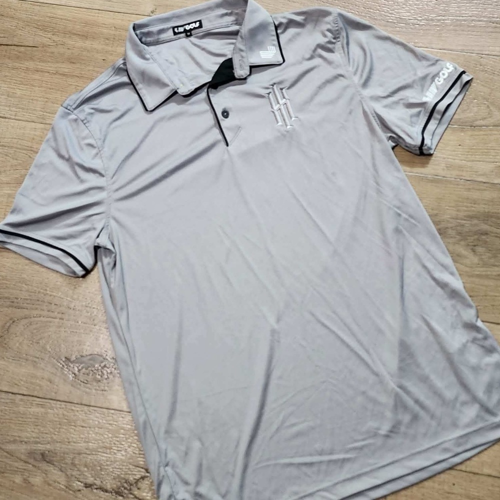 LIV Golf Iron Heads GC Team Polo Shirt Mens Medium Grey Short Sleeve Performance